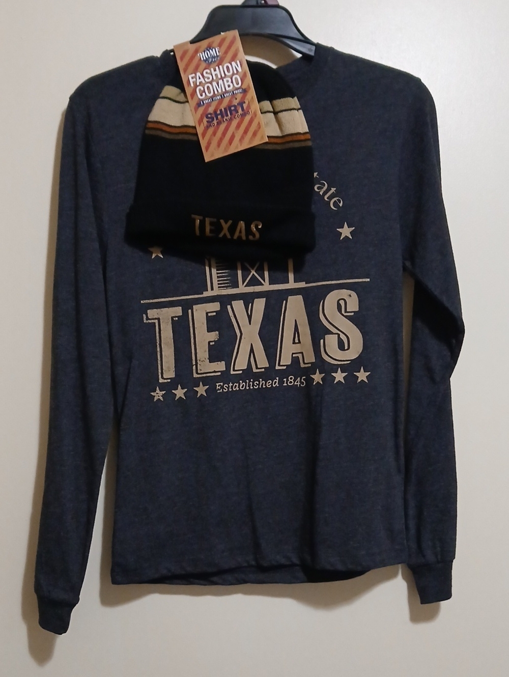 Home Free Men's S Custom State Long Sleeve and Beanie Hat Combo Texas